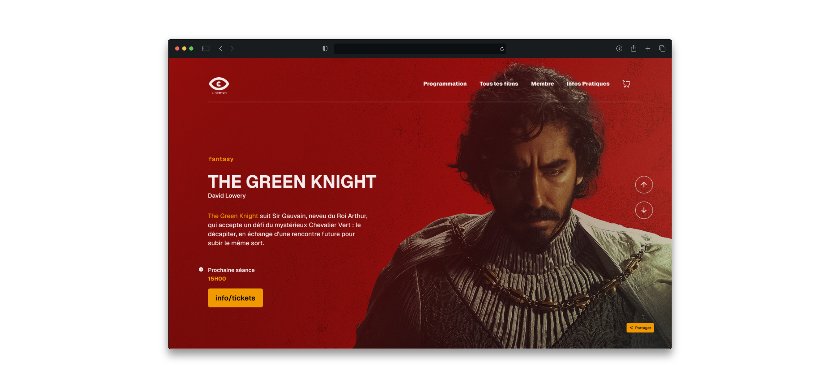 Cinémon app screens