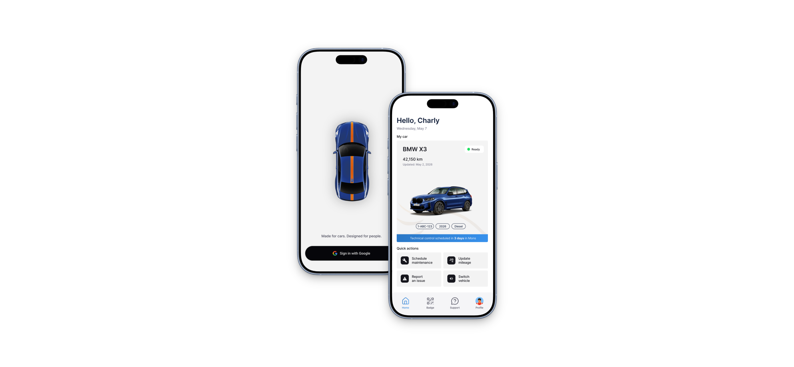 I-care mobile and desktop app screens